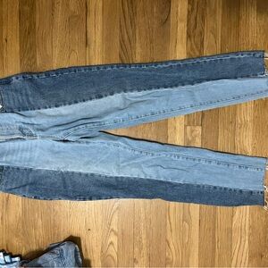 PacSun Two-Tone Straight Leg Jeans - Light and Dark Blue